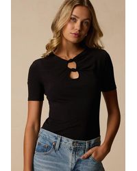 Lulus - Celinna Jersey Knit Keyhole Cutout Bodysuit - Lyst