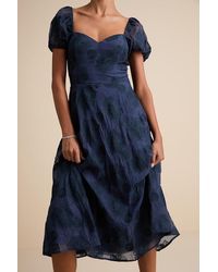 Lulus - Sweetest Behavior Embroidered Puff Sleeve Midi Dress - Lyst