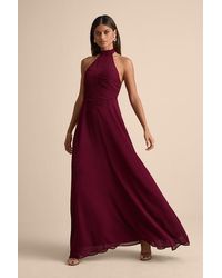 Lulus - Cammie Halter Neck Ruched Maxi Dress - Lyst