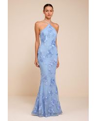 Lulus - Celyna Mesh Floral Applique Maxi Dress - Lyst