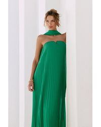 Lulus - Lael Pleated Strapless Dress And Scarf Set - Lyst
