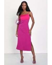 Lulus - Feeling Sensational Hot And Color Block Midi Dress - Lyst