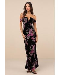 Lulus - Enchanting You Burnout Velvet Off-The-Shoulder Maxi Dress - Lyst