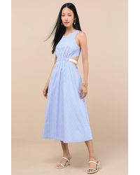 Lulus - Kianne Striped Cutout Tie-Back Midi Dress - Lyst