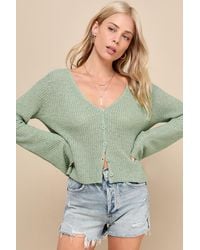 Lulus - Springtime Sweetie Loose Knit Cardigan Sweater - Lyst