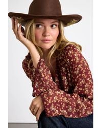 Lulus - Boaz Suede Floral Embroidered Cowboy Hat - Lyst