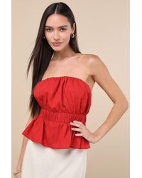 Lulus - Georgie Strapless Peplum Top - Lyst