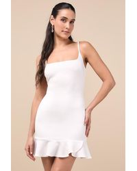 Lulus - Compelling Composure Sleeveless Ruffled Bodycon Mini Dress - Lyst