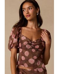 Lulus - Neva Floral Puff Sleeve Top - Lyst