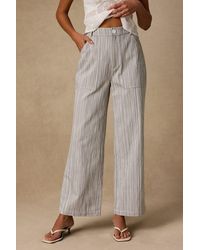 Lulus - Inna Striped Twill Wide-Leg Pants - Lyst