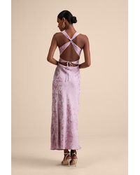 Lulus - Liliya Satin Jacquard Backless Maxi Dress - Lyst