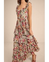 Lulus - Alba Sage Floral Ruffled Tiered Maxi Dress - Lyst
