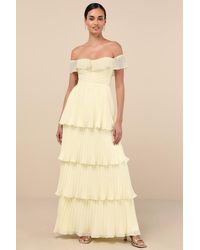 Lulus - Always Remarkable Pale Off-The-Shoulder Maxi Dress - Lyst