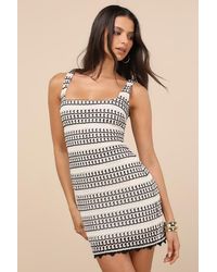 Lulus - Alianora Cream And Crochet Mini Dress - Lyst