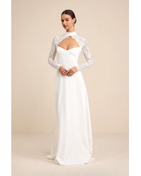 Lulus - Keeley Lace Mock Neck Long Sleeve Maxi Dress - Lyst
