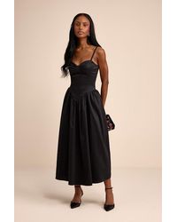 Lulus - Goodwin Taffeta Tie-Strap Bustier Midi Dress - Lyst