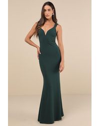 Lulus - Alluring Temptation Emerald Backless Ruched Mermaid Maxi Dress - Lyst