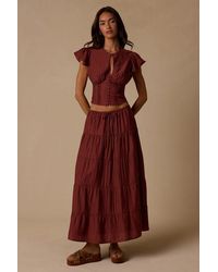 Lulus - Owens Drawstring Tiered Maxi Skirt - Lyst