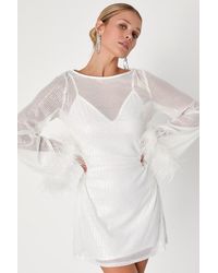 Lulus - Marvelous Energy Sequin Mesh Long Sleeve Mini Dress - Lyst