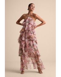 Lulus - Melody Floral Tiered Halter Maxi Dress - Lyst