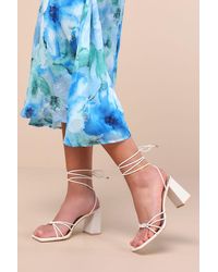 Lulus - Orlie Strappy Lace-Up High Heel Sandals - Lyst