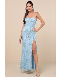 Lulus - Confident Sensation Sequin Strapless Bustier Maxi Dress - Lyst