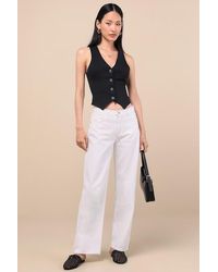 Just Black - Everyday Coolness Denim High-Rise Straight-Leg Jeans - Lyst