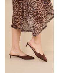 Lulus - Auroette Chocolate Satin Kitten Heel Mule Pumps - Lyst