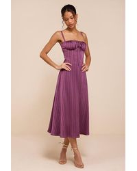 Lulus - Adlynn Striped Satin Bustier Midi Dress - Lyst