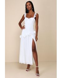 Lulus - Romantic Attitude Chiffon Rosette Drop Waist Maxi Dress - Lyst