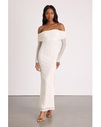 Lulus - Eulalie Cream Lace Off-The-Shoulder Maxi Dress - Lyst