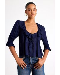 Lulus - Hermione Ruffled Button-Front Top - Lyst