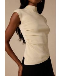 Lulus - Terry Light Mock Neck Asymmetrical Sweater Top - Lyst