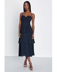 Lulus - Cascading Crush Tiered Bustier Midi Dress - Lyst