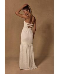 Lulus - Sutri Cream Crochet Sequin Strapless Maxi Dress - Lyst