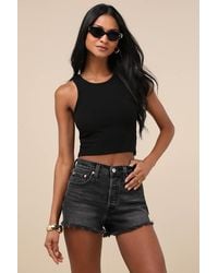 Levi's - 501 Washed High-Rise Denim Cutoff Shorts - Lyst
