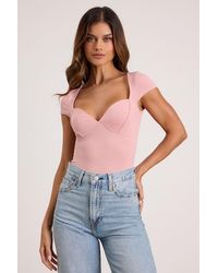 Lulus - Jacqueline Ribbed Knit Short Sleeve Bodysuit - Lyst