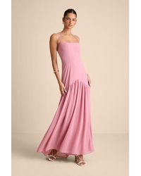 Lulus - Auria Chiffon Drop Waist Maxi Dress - Lyst