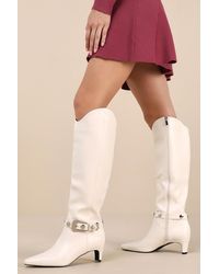 Lulus - Calgarie Bone Buckle Knee-High Boots - Lyst