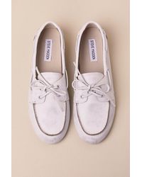 Steve Madden - Sag Leather Distressed Lace-Up Loafers - Lyst