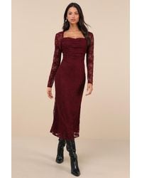 Lulus - Certainly Iconic Lace Midi Dress And Shrug Set - Lyst