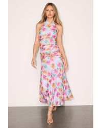 Lulus - Nancy Multi Mesh Halter Midi Dress - Lyst