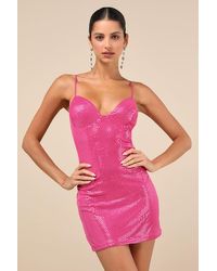 Lulus - Immaculate Energy Shiny Dotted Mesh Bodycon Mini Dress - Lyst