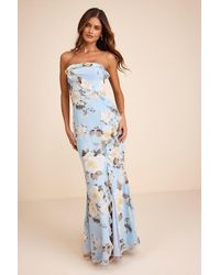 Lulus - Excellent Sensation Floral Strapless Ruffled Maxi Dress - Lyst