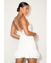Lulus - Nihira Tiered Lace-Up Mini Dress - Lyst