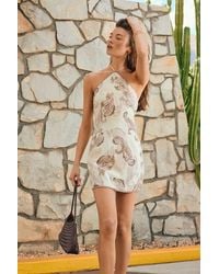 Lulus - Eileena Multi Boho Print Halter Mini Dress - Lyst