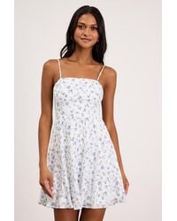 Lulus - So Effortless Floral Print Swiss Dot Tie-Back Mini Dress - Lyst