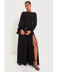 Lulus - Prestigious Poise Backless Balloon Sleeve Maxi Dress - Lyst