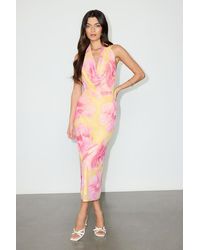 Lulus - Venus And Floral Mesh Backless Midi Dress - Lyst