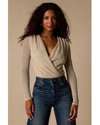 Lulus - Amoya Knit Surplice Long Sleeve Bodysuit - Lyst